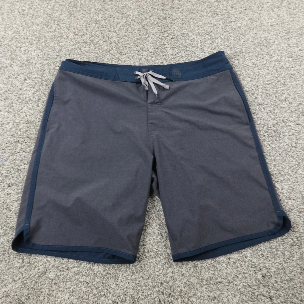 Travis Matthew Shorts Mens XL Blue Gray Board Swim Trunks Surf Performance Golf